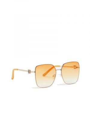 River Island – Lunettes de soleil glamour carrées en métal – Orange