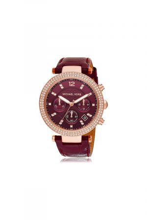 Michael Kors Parker chronographe en cuir rouge