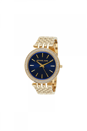 Michael Kors Darci Montre À Cadran Bleu Et Bracelet En Acier Doré