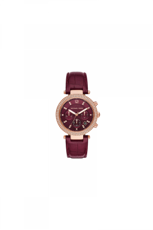 Michael Kors Parker chronographe en cuir rouge