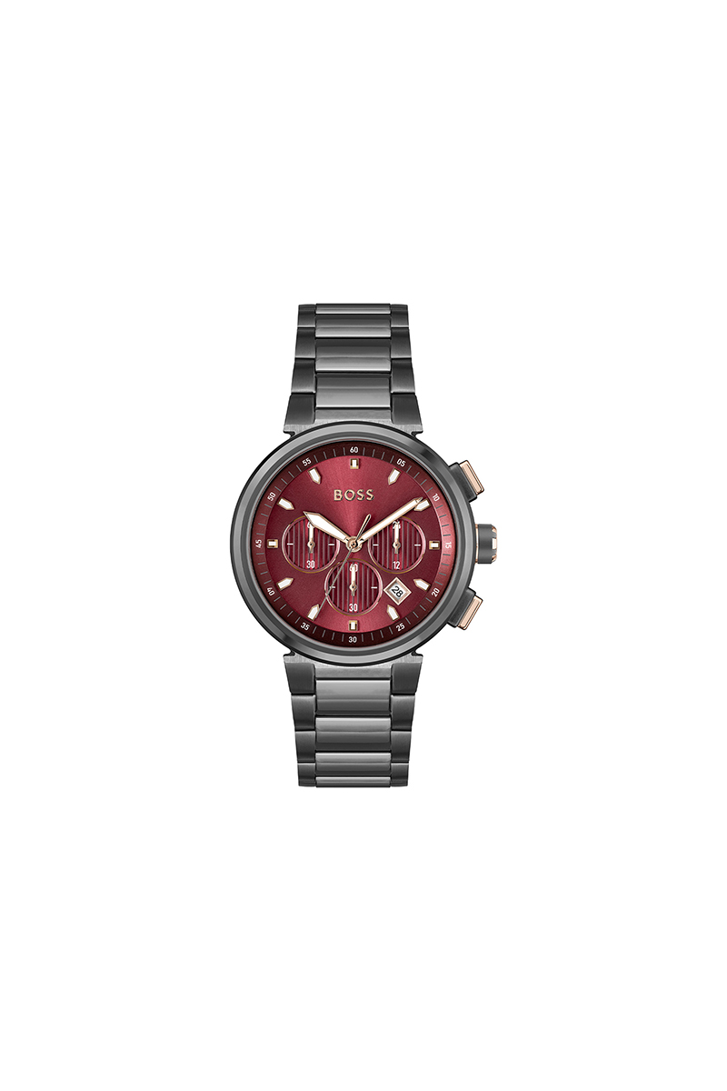 La montre chronographe bracelet cuir, BOSS