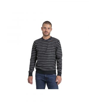 Pull col rond rayures