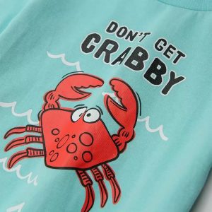 Cool Club Chemisier à manches courtes avec imprimé crabe, ne devenez pas grincheux