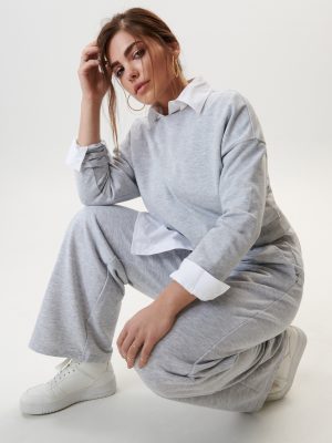 Sinsay Sweat-shirt oversize avec bordures côtelées